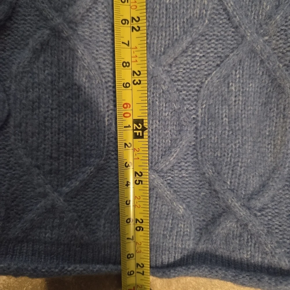 Talbots Women's Blue Cable Knit Soft Casual Classic Cozy Roll Neck Sweater XL